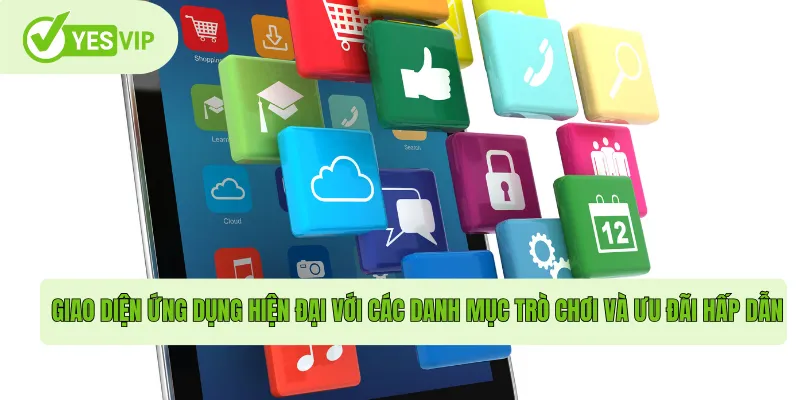 Giao diện ứng dụng hiện đại với các danh mục trò chơi và ưu đãi hấp dẫn