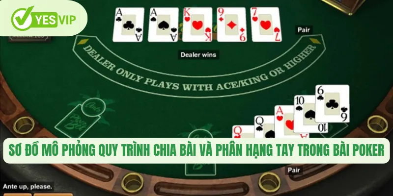 Sơ đồ mô phỏng quy trình chia bài và phân hạng tay trong bài poker