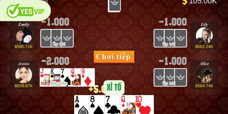 Vòng tố xì tố trực quan - dễ theo dõi từng bước cược